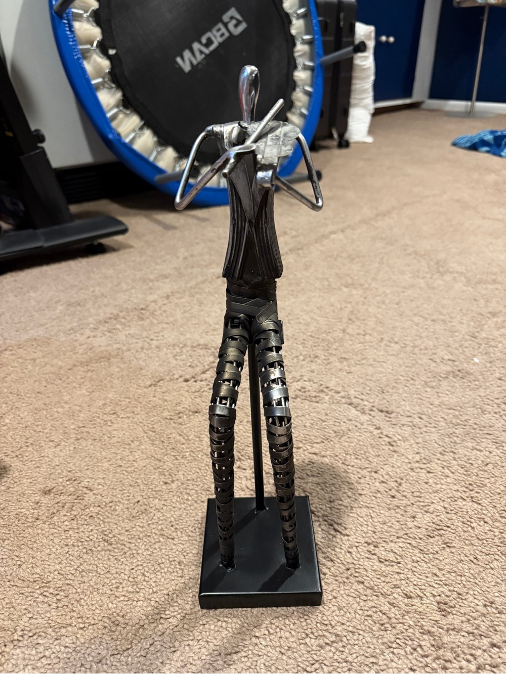 Handcrafted Metal Musician Sculpture - Black & Silver Violin player